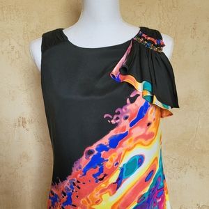 Bold Color Melt Silk Cocktail Dress